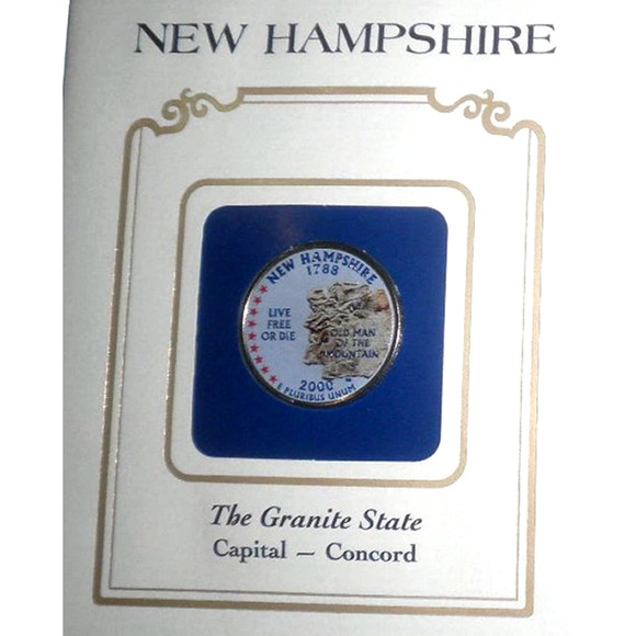 NEW HAMPSHIRE COLORIZED QUARTER & FIRST DAY COVER - POSTAL COMMEMORATIVE SOCIETY - Picture 2 of 4